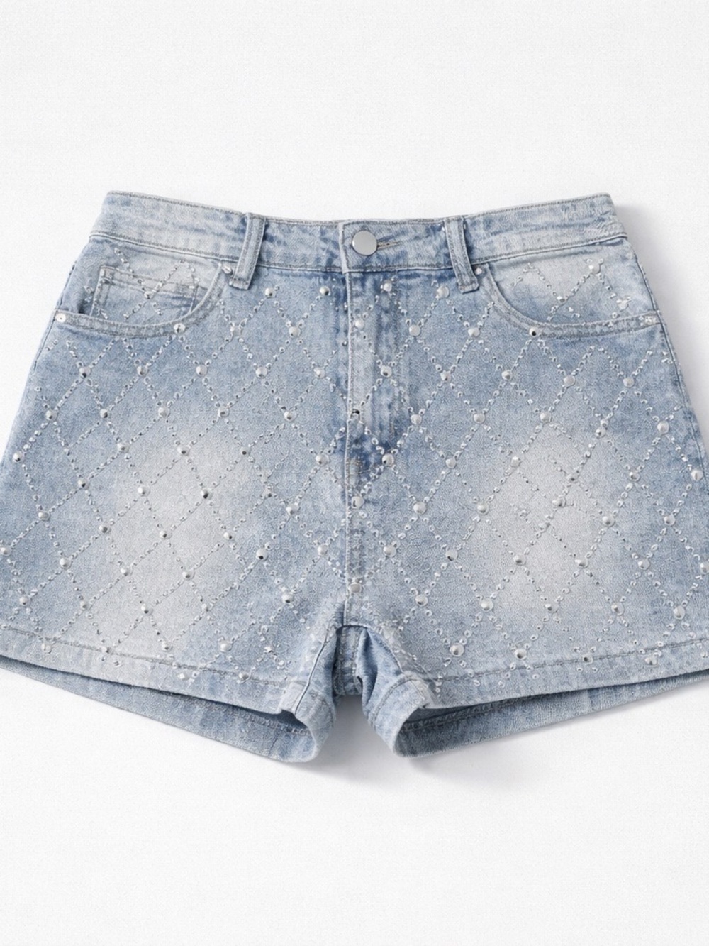 Kiwi Light Wash Embellished Denim Jean Shorts